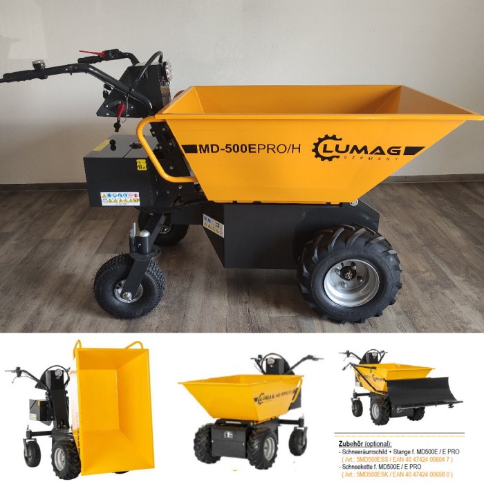 Lumag MD500EPROH Elektro Raddumper mit hydraulischer Kippfunktion und Pendelachse