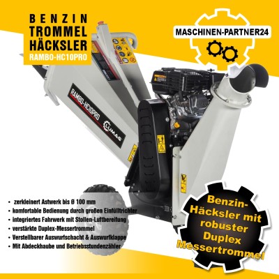 Lumag Rambo HC10PRO Benzin Häcksler Gartenhäcksler Schredder inkl. Abdeckhaube